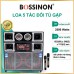 LOA KÉO TỦ GẬP 5 TẤC ĐÔI BOSSINON G18K8__Kích thước full: 1035(W) x 540 (D) x 1115 (H)mm GẬP LẠI KHI DI CHUYỂN _Công suất: 2500Watts- Bảo hành chính Hãng 12 tháng (bình và micro bảo hành 6 tháng)